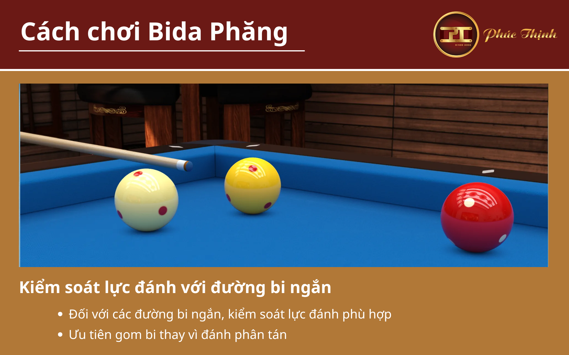 cách đánh đường bi ngắn trong Bida phăng