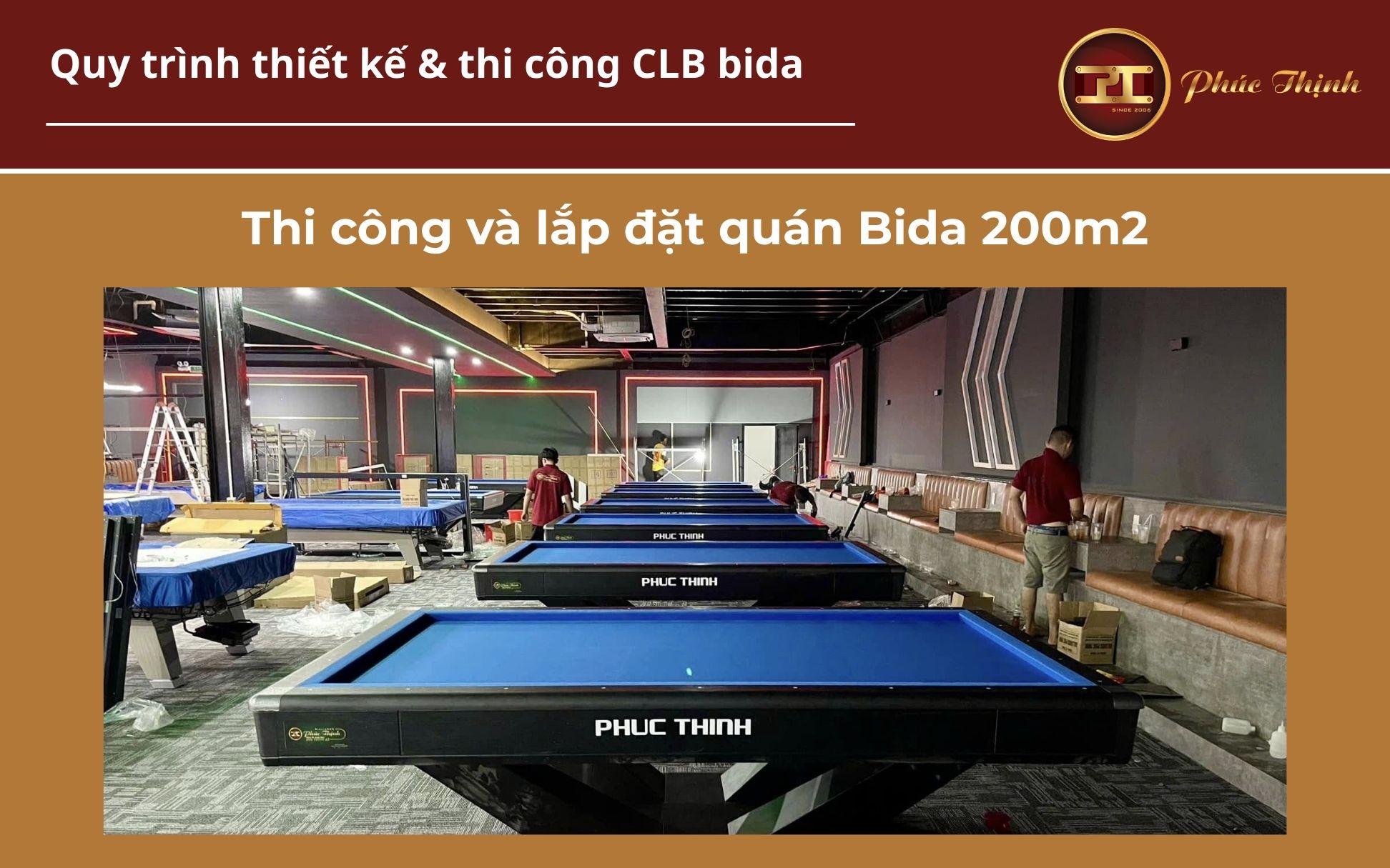 Thi công và lắp đặt quán Bida 200m2