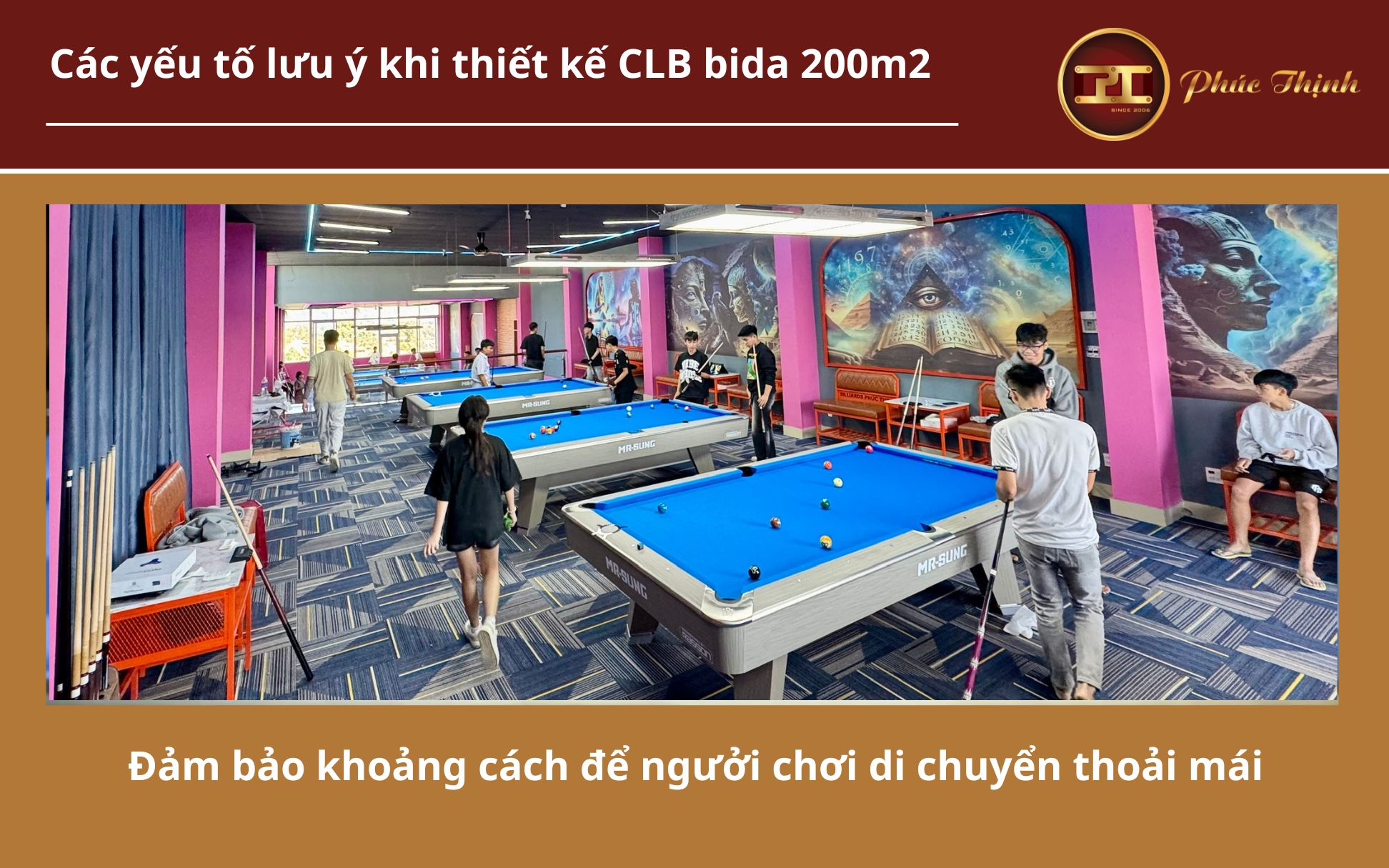 Đảm bảo khoảng cách chuẩn để người chơi thoải mái di chuyển khi chơi Billard