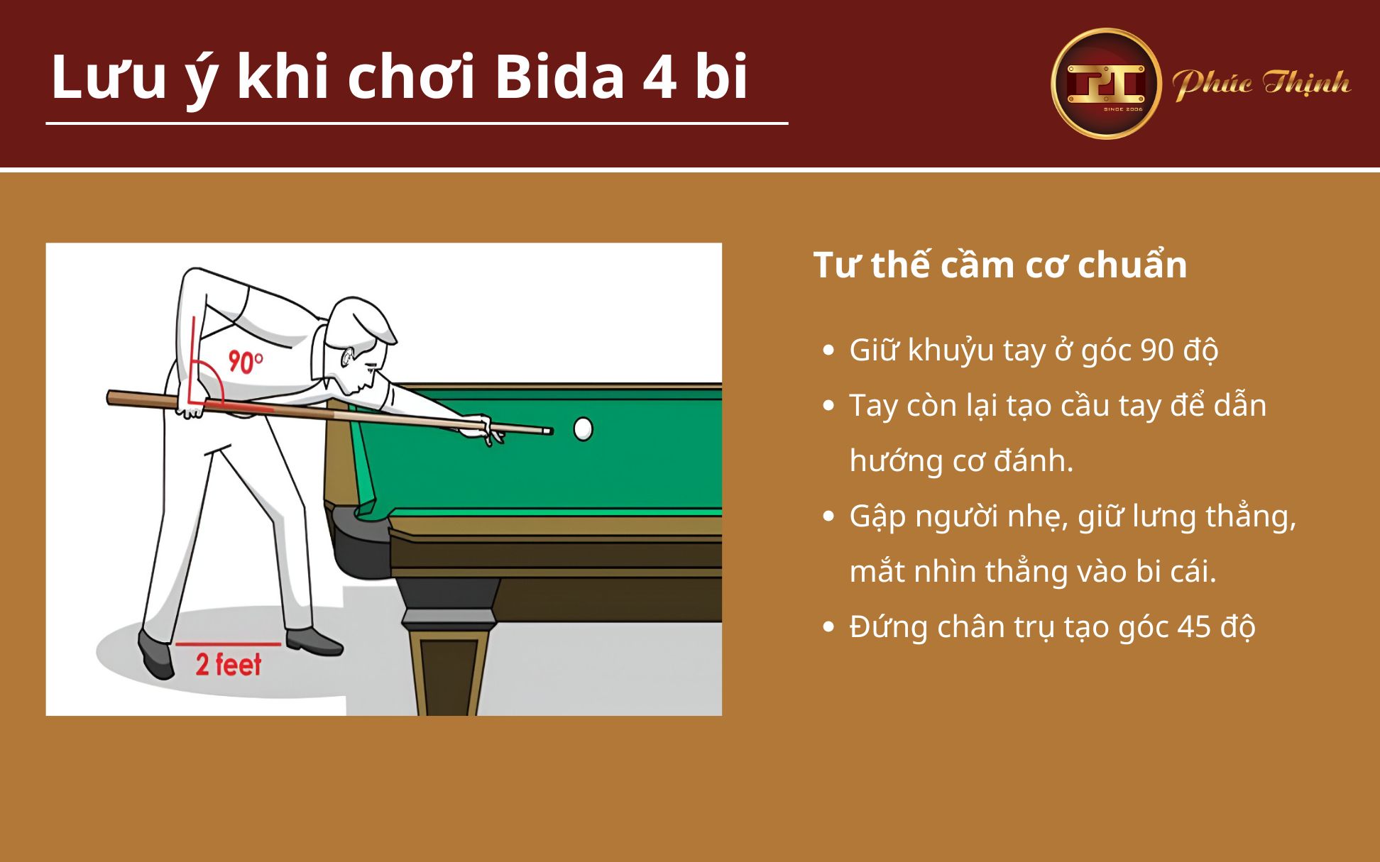 Tư thế cầm cơ bida chuẩn khi chơi Bida 4 bi