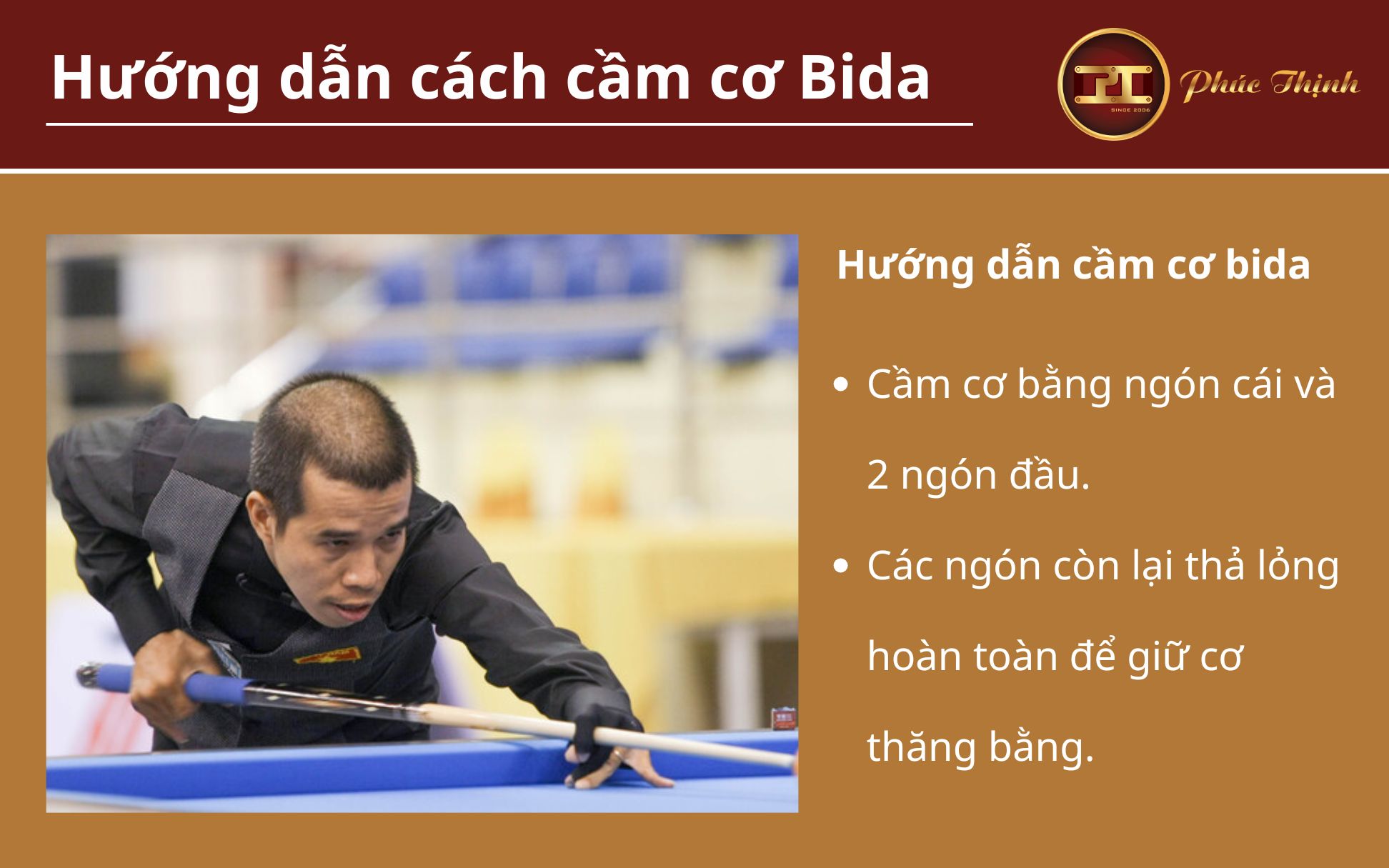 Hướng dẫn cách cầm cơ Bida