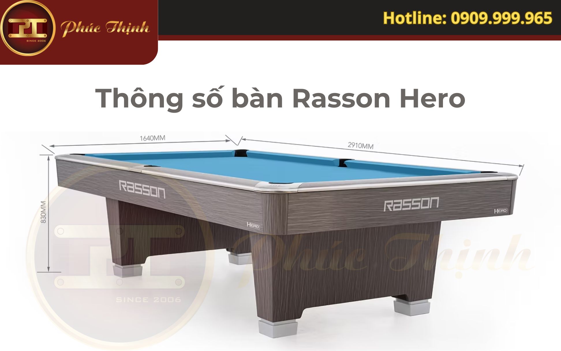 Thông số kỹ thuật Bàn Bida Rasson Hero