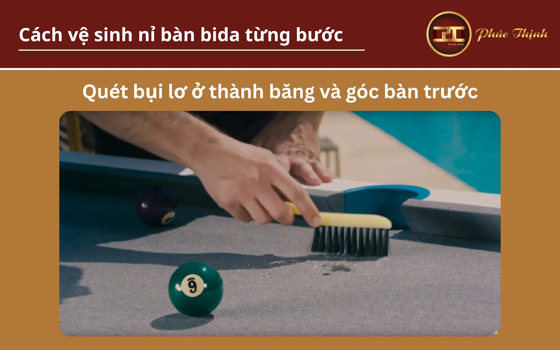 Quét bụi ở thành băng và góc bàn trước
